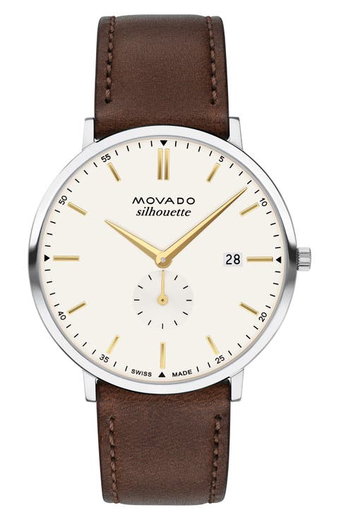 Silhouette Leather Strap Watch, 40mm