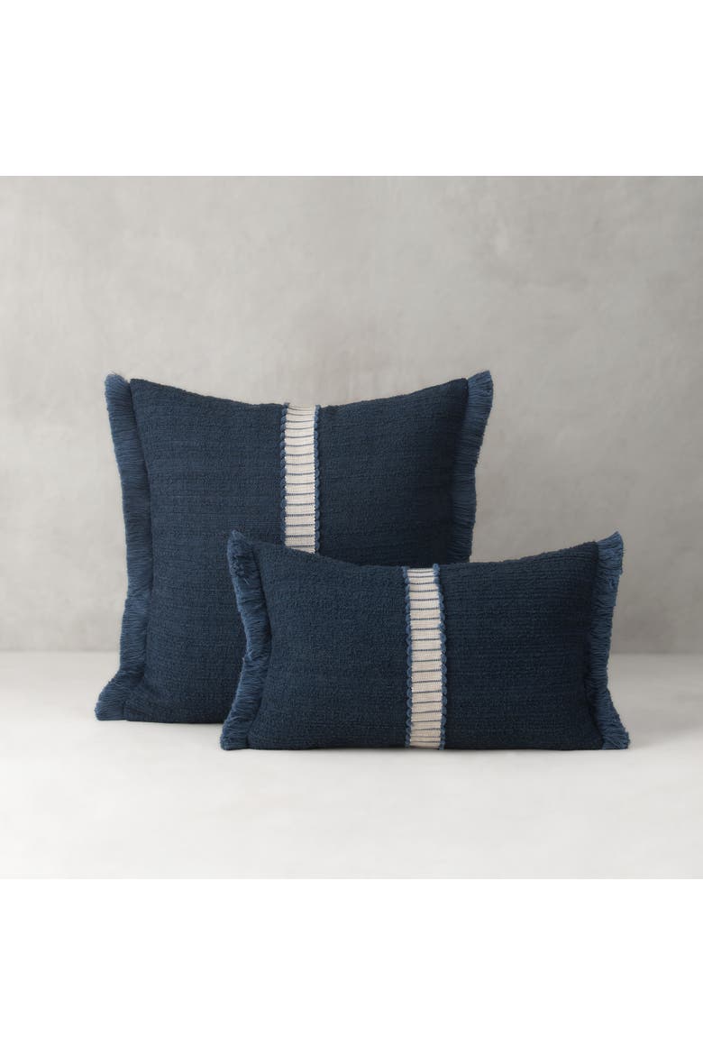 Deluxe Boucle Textured Indoor & Outdoor Woven Accent Pillow, Alternate, color, Indigo