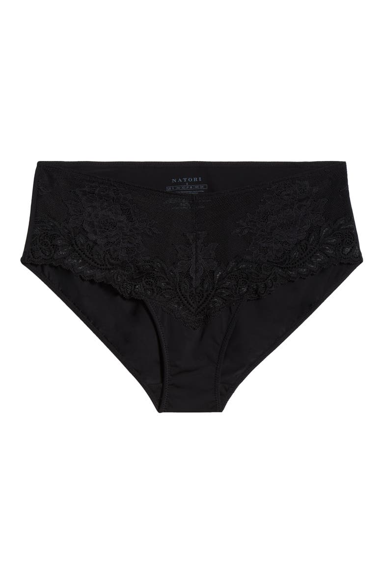Refresh Girl Mesh & Lace Briefs, Alternate, color, BLACK