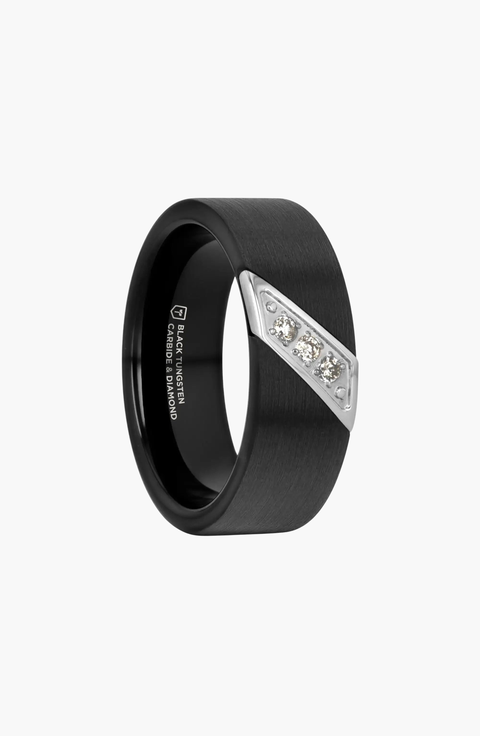 Liam Tungsten Carbide Diamond Wedding Band