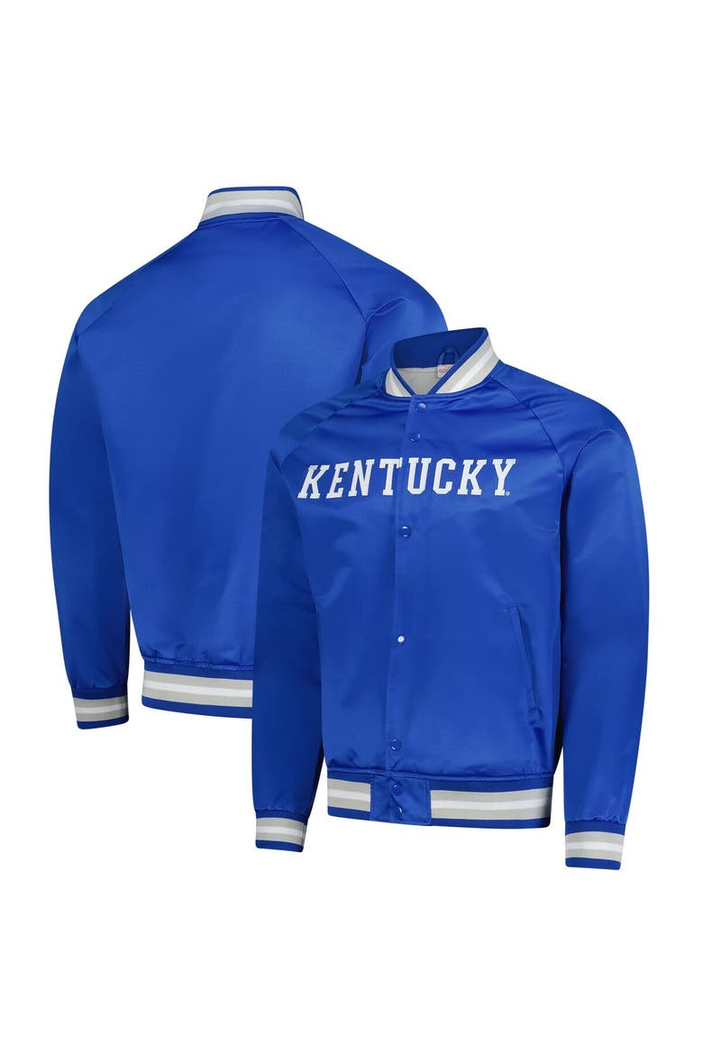 Men's Mitchell & Ness Royal Kentucky Wildcats Lightweight Satin Raglan Full-Snap Jacket, Main, color, Royal