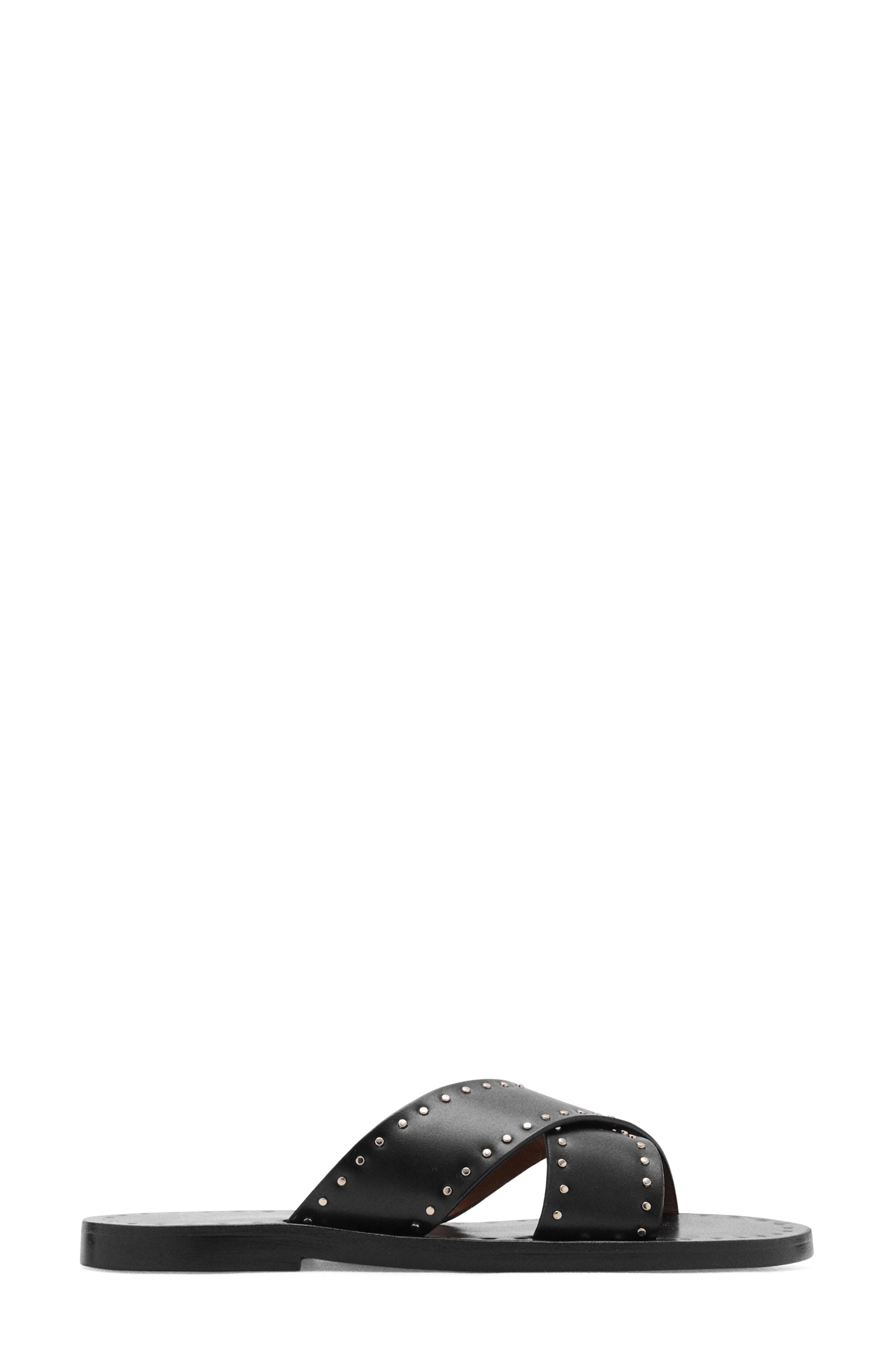 MANGO Studded Slide Sandal, Alternate, color, Black