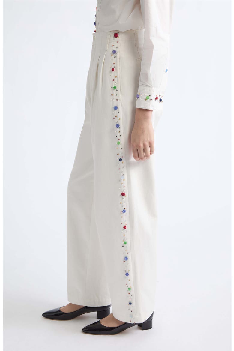 Button Jar Cotton Wide Leg Pants, Alternate, color, WHITE MULTI