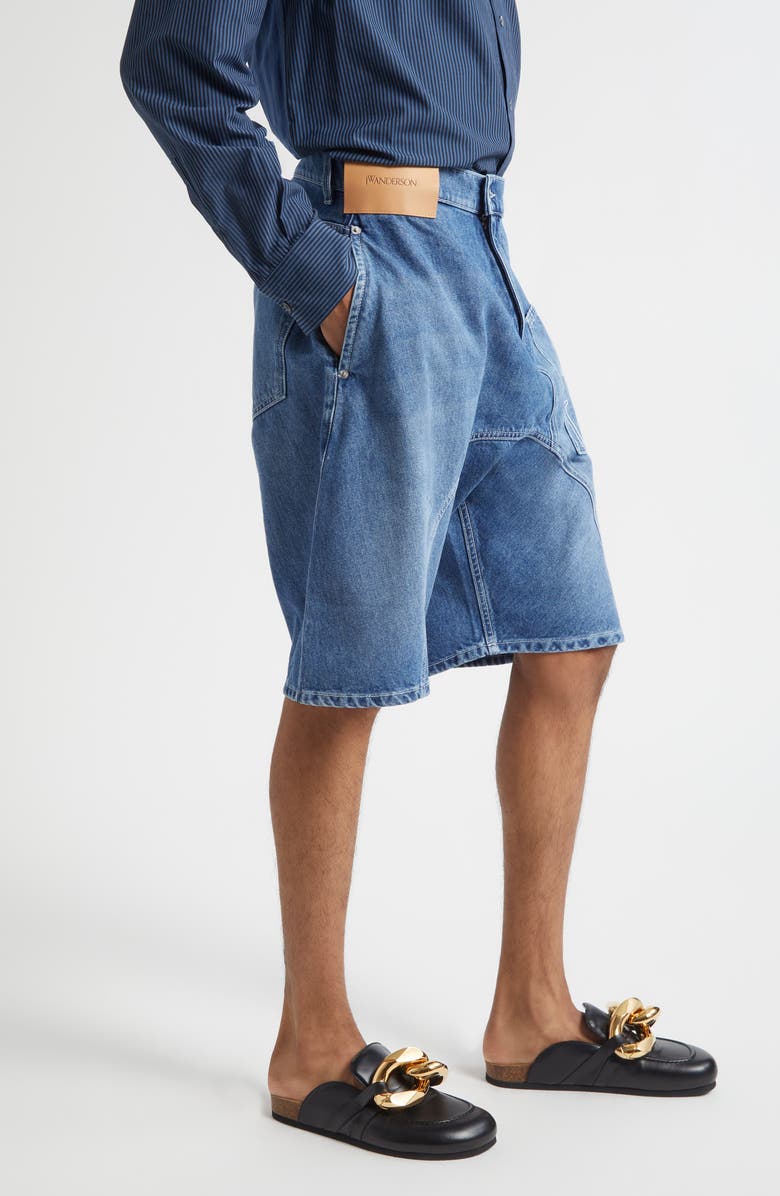 JW Anderson Twisted Workwear Denim Shorts, Alternate, color, Light Blue