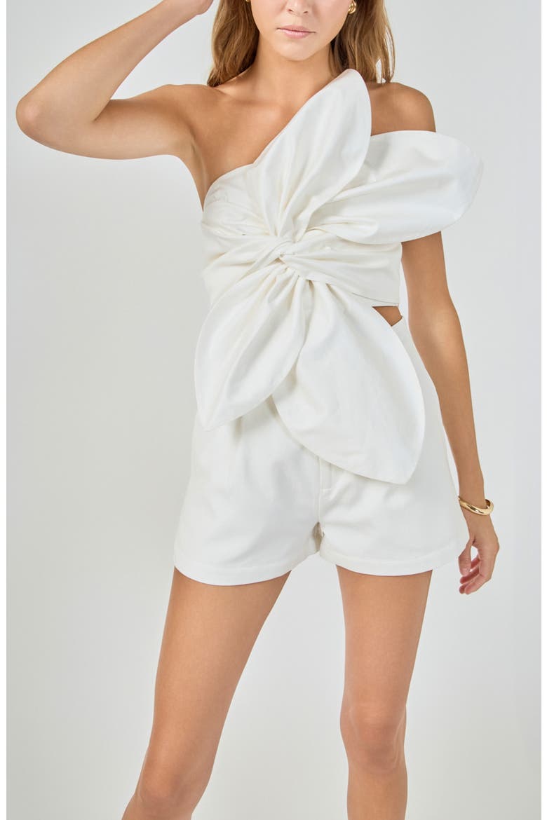 Floral Front Twist Crop Top, Alternate, color, OFF WHITE