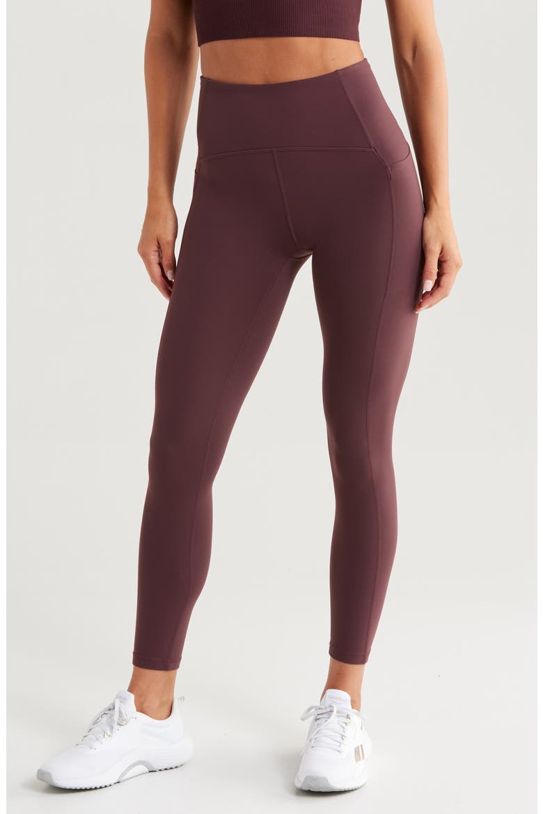 Studio Luxe High Waist Pocket 7/8 Leggings, Main, color, BURGUNDY FUDGE