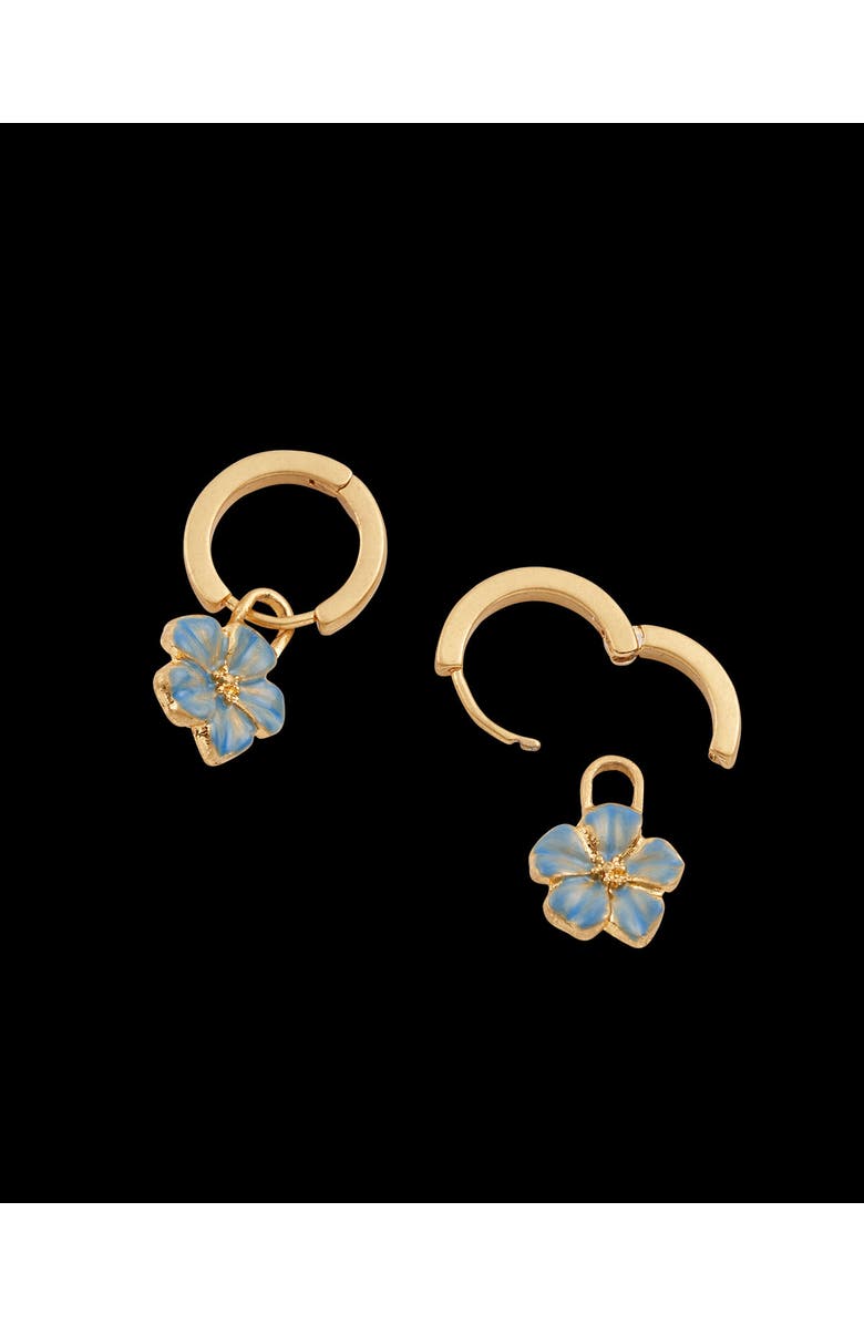 Fable England Flower Huggie Earrings, Alternate, color, Blue & Gold
