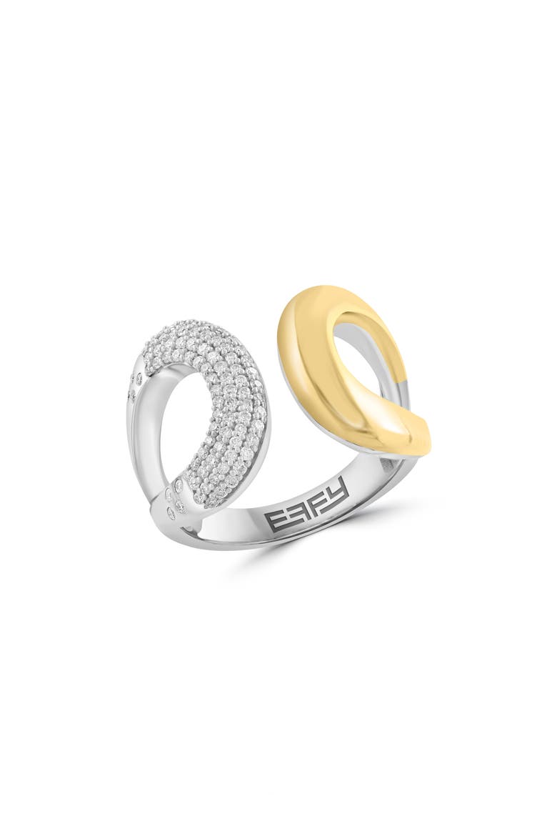 Two-Tone Pavé Diamond Open Band Ring, Main, color, GOLD