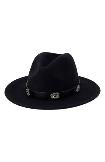 Kurt Geiger London Evil Eye Wool Felt Fedora In Black