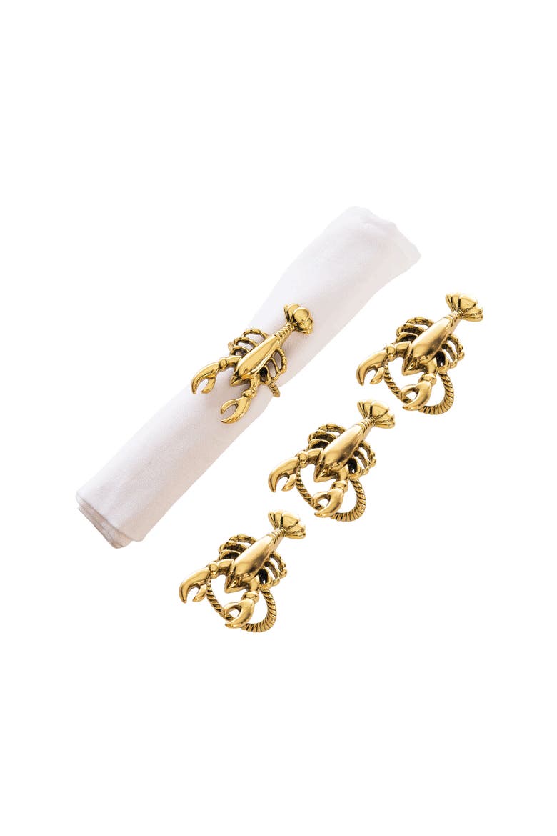 Gold Lobster Napkin Rings, Set of 4, Main, color, Gold