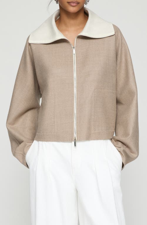 LAFAYETTE 148 LAFAYETTE 148 NEW YORK TWO TONE DOUBLE FACE WOOL & SILK BOMBER JACKET