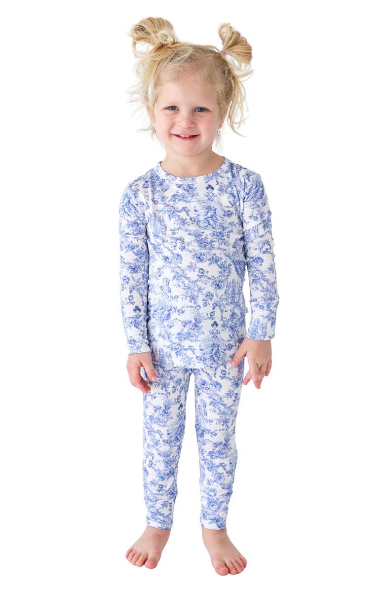 Posh Peanut Print Fitted Two-Piece Pajamas, Alternate, color, White/ Blue