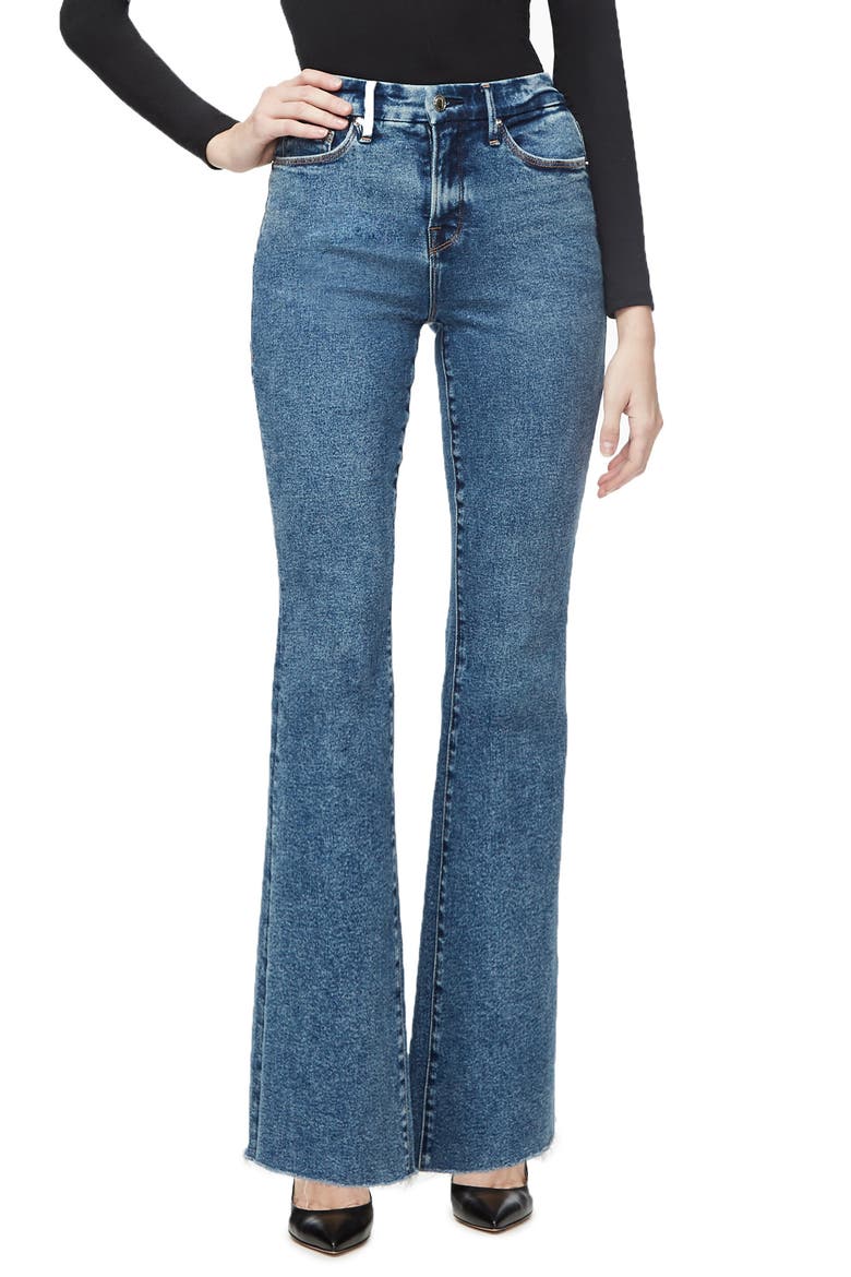 Good Flare Fray Hem Jeans, Main, color, BLUE294