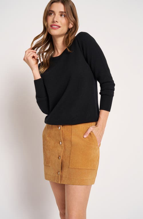 Matty M . Button Front Suede Skirt In Brown