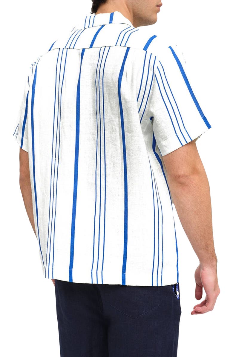 Peninsula Swimwear La Greca Linen Bowling Shirt, Alternate, color, Multicolor