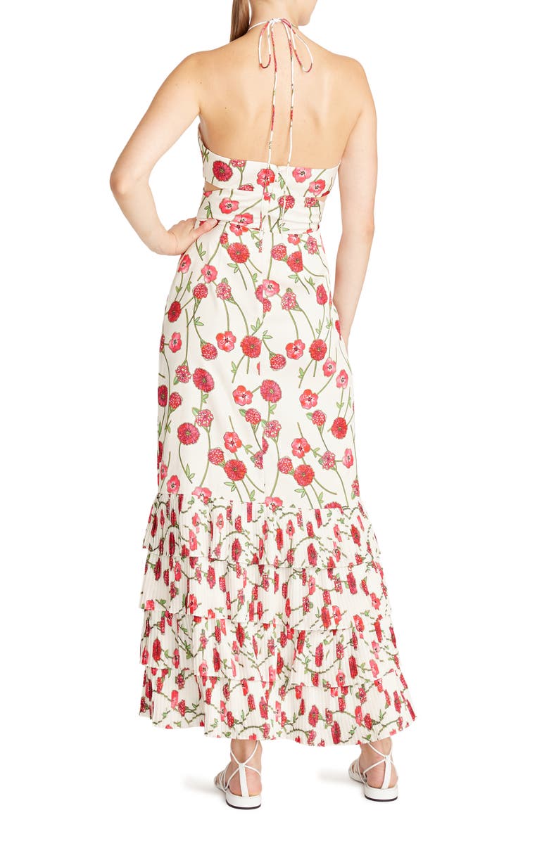 AMUR Isabelle Pleated Ruffle Halter Maxi Dress, Alternate, color,