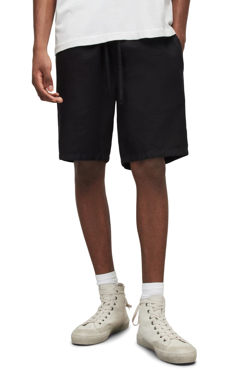 AllSaints Hanbury Cotton & Linen Shorts, Main, color,
