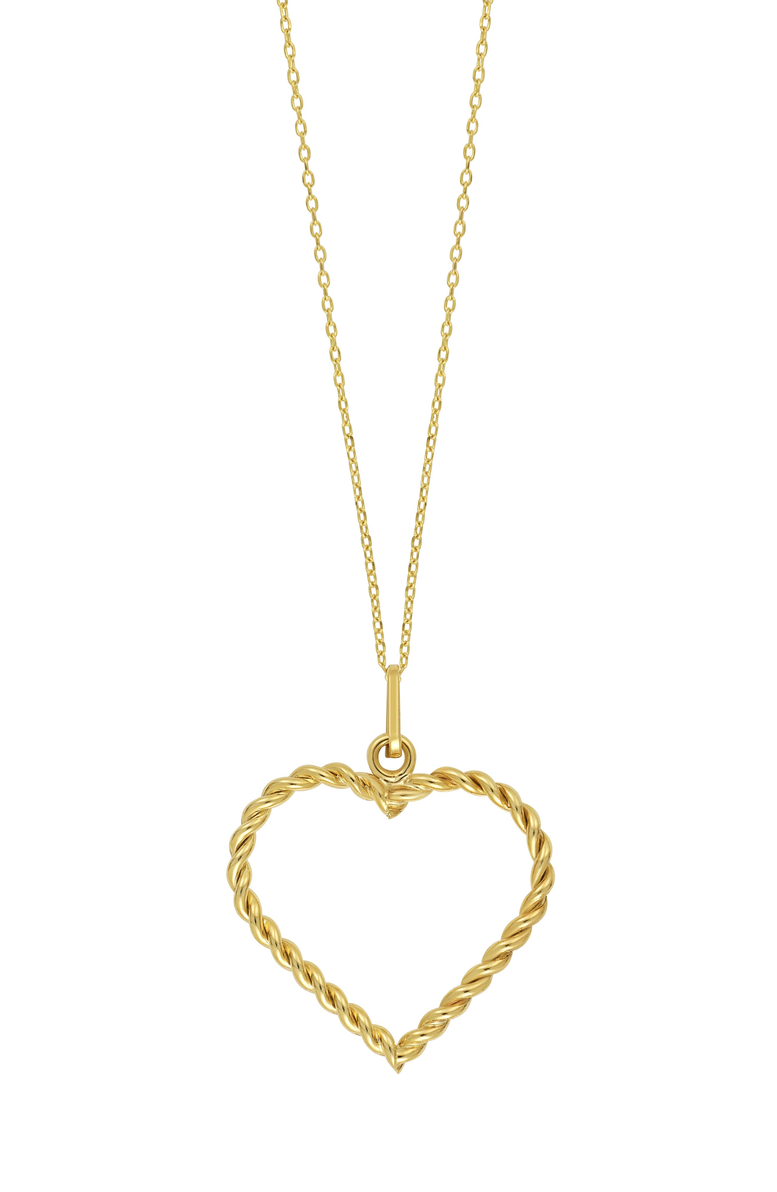 14K Gold Rope Heart Pendant Necklace