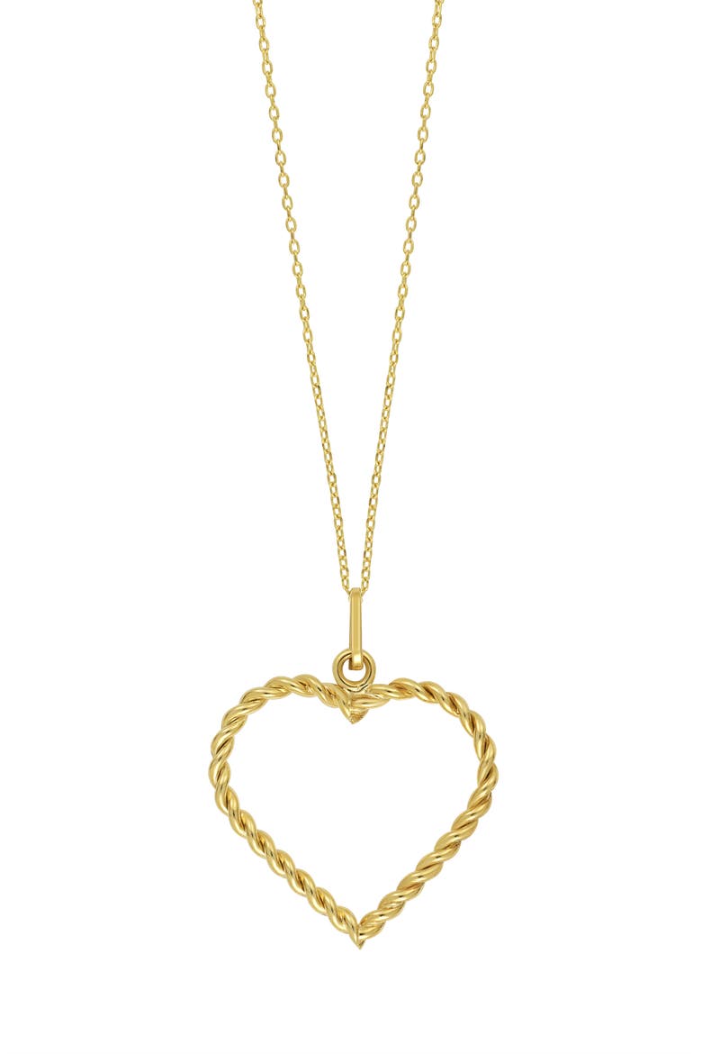 14K Gold Rope Heart Pendant Necklace, Main, color, 18K YELLOW GOLD