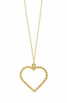 14K Gold Rope Heart Pendant Necklace