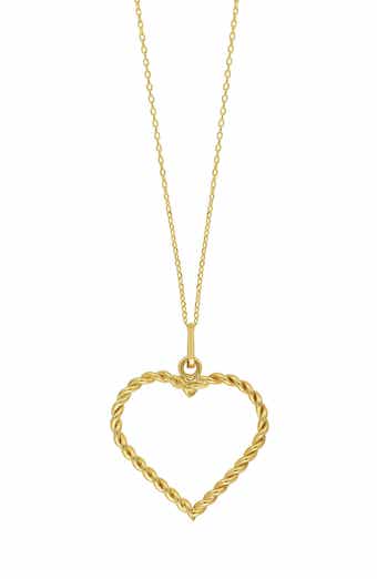 14K Gold Rope Heart Pendant Necklace