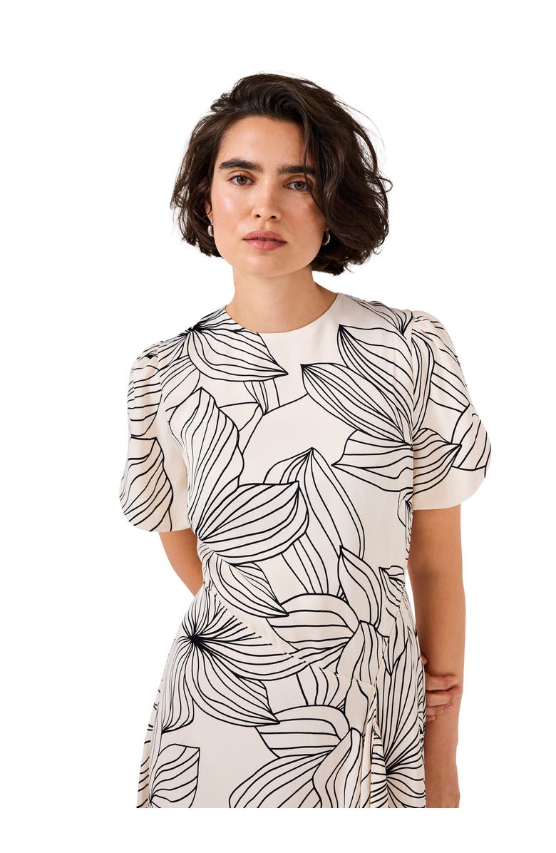 MINT VELVET Print Short Sleeve Satin Midi Dress, Alternate, color, Cream