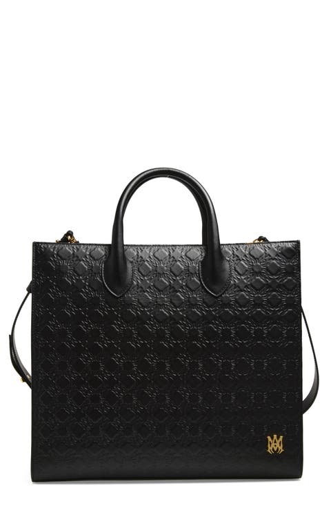 Small MA Quad Debossed Leather Tote