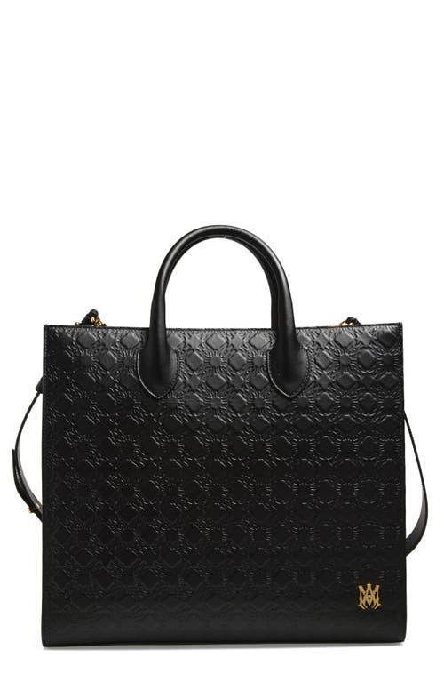Amiri Small Ma Quad Debossed Leather Tote In Black