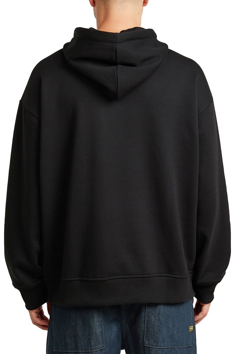 Embroidered Heavyweight Fleece Hoodie, Alternate, color, DARK BLACK