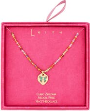 Leith Beaded Butterfly Pendant Necklace