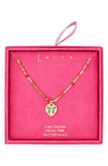 Beaded Butterfly Pendant Necklace