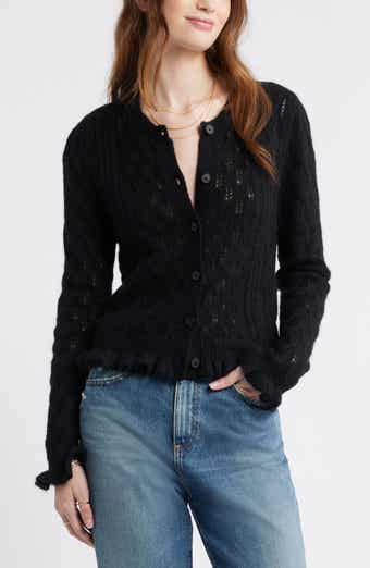 Treasure & Bond Pointelle Ruffle Edge Cardigan