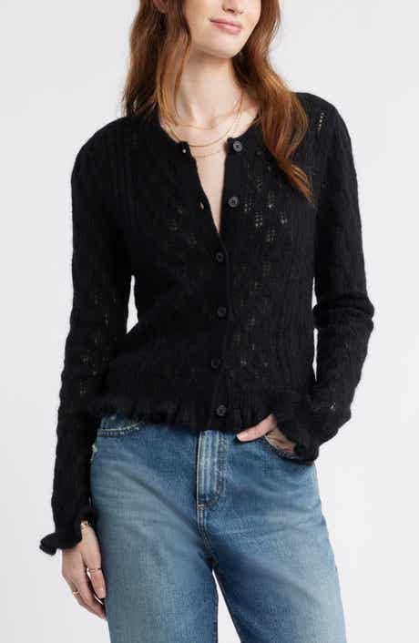 Treasure & Bond Pointelle Ruffle Edge Cardigan