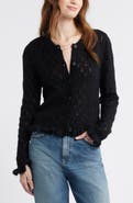 Treasure & Bond Pointelle Ruffle Edge Cardigan