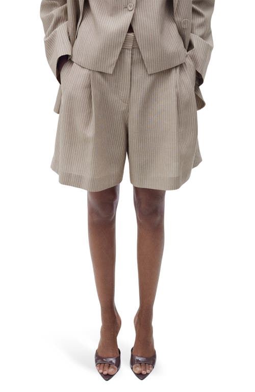 MANGO MANGO VIVIAN PLEATED STRIPE BERMUDA SHORTS 