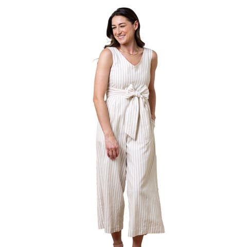 Womens' Tie-Waist Wide Leg Jumpsuit