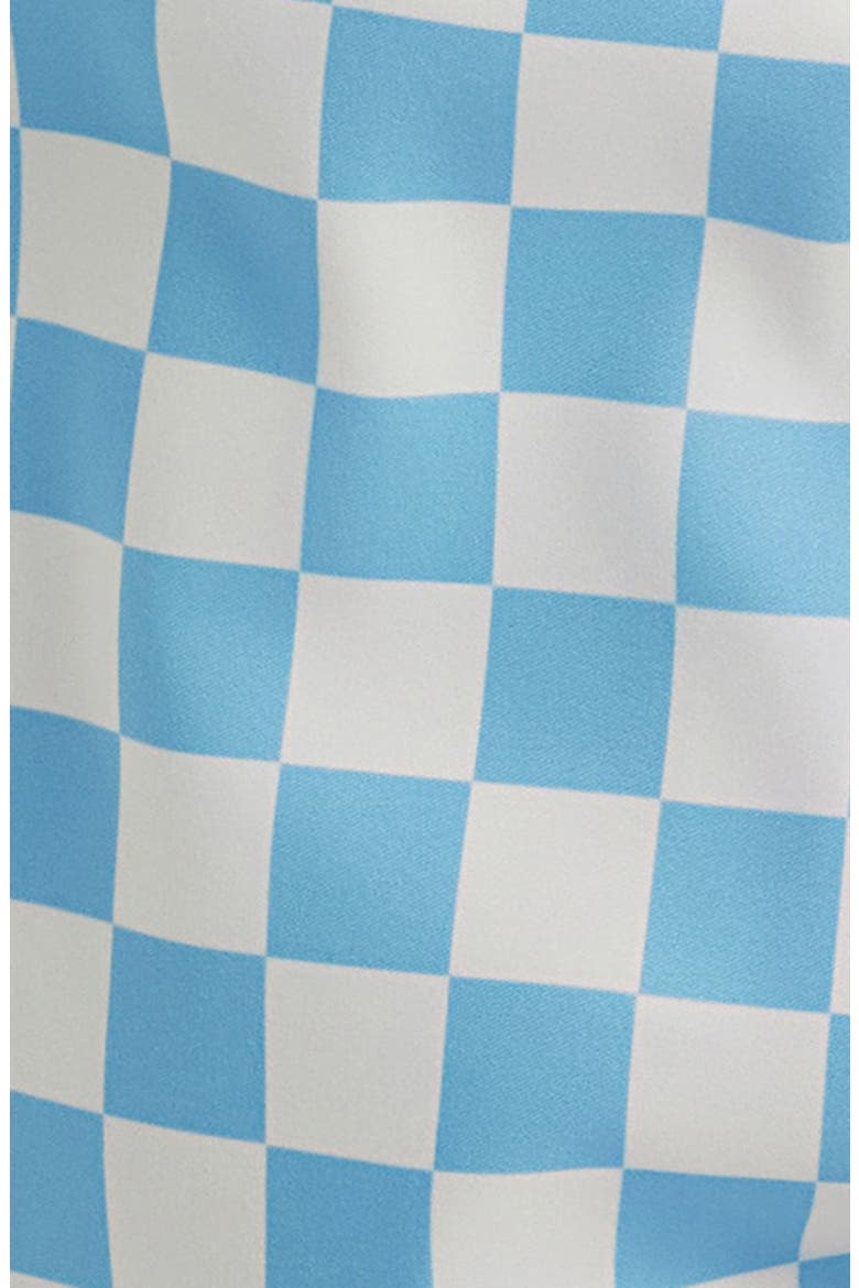Checkerboard Print Swim Trunks, Alternate, color, BLUE/ CREAM