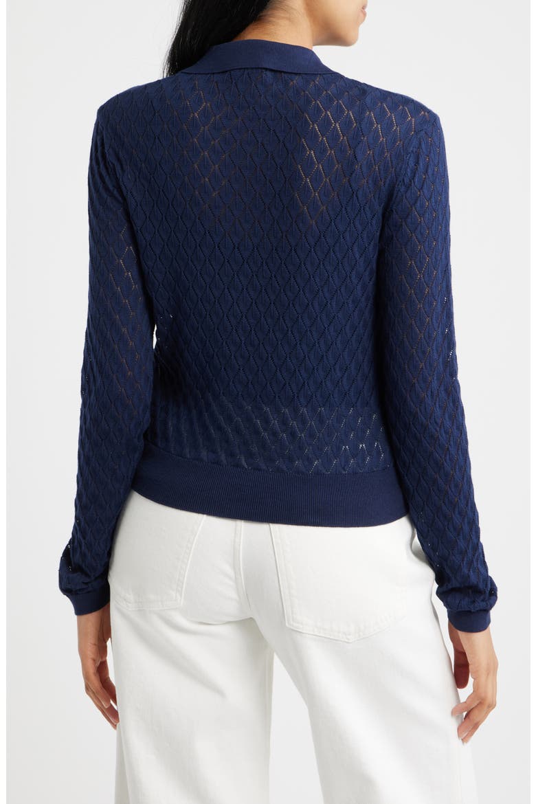 Pointelle Polo Sweater, Alternate, color, PEACOAT