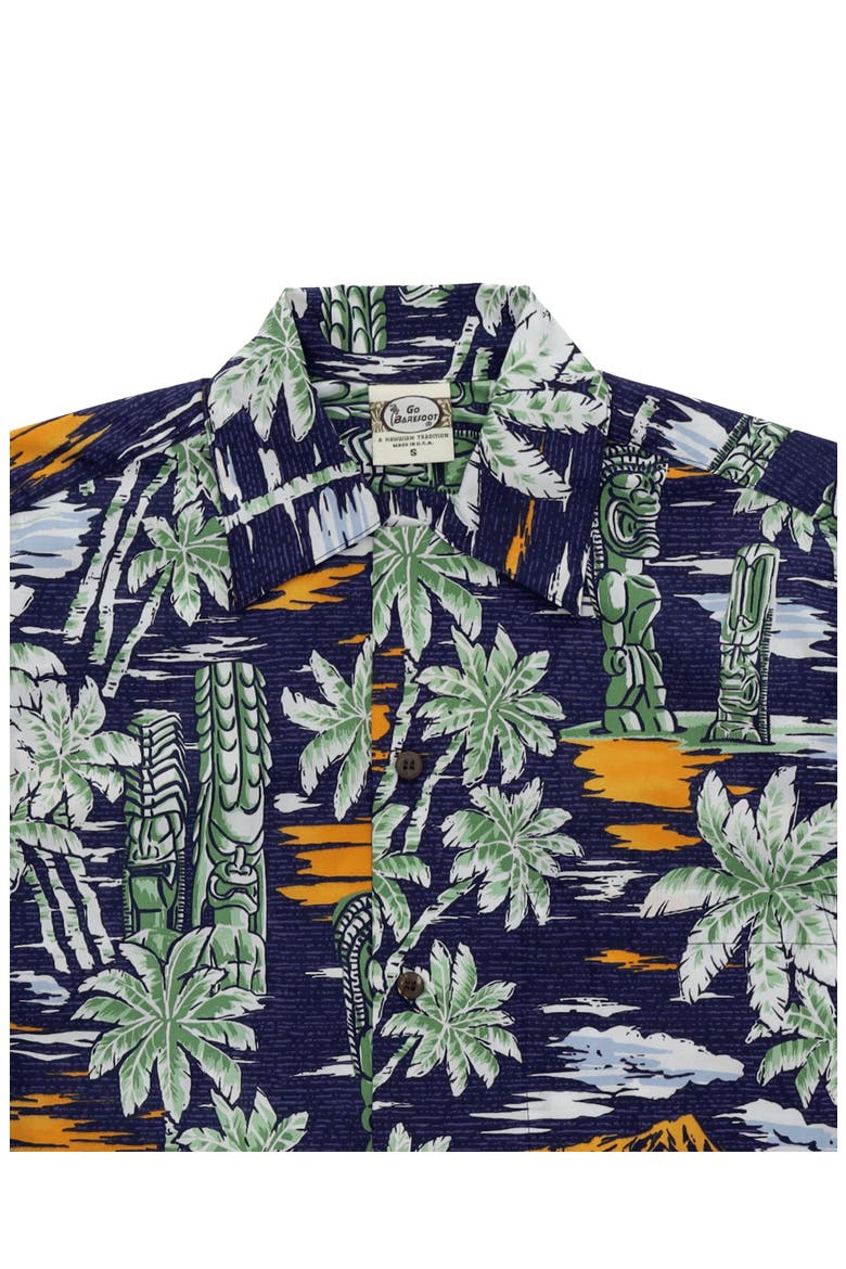 Tikisunset Vintage Camp Collar Shirt, Alternate, color, Navy Blue