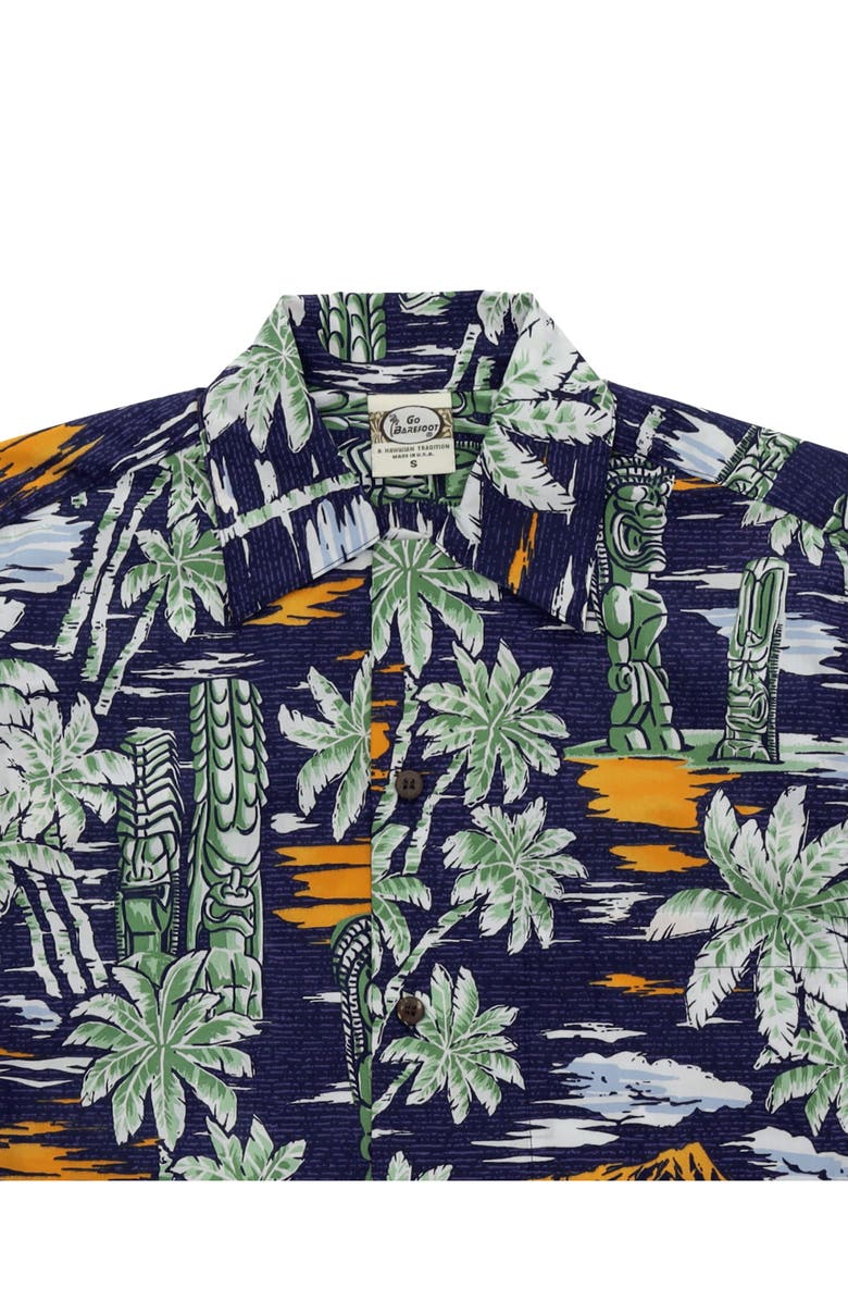 Fortela Tikisunset Vintage Camp Collar Shirt, Alternate, color, Navy Blue