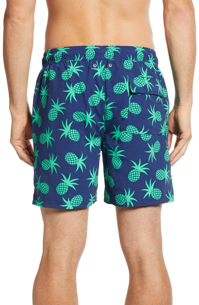 Tom & Teddy Pineapple Print Swim Trunks, Alternate, color, 