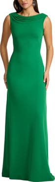 Tadashi Shoji V-Back Crepe Gown