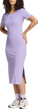 adidas Rib Short Sleeve Midi Dress