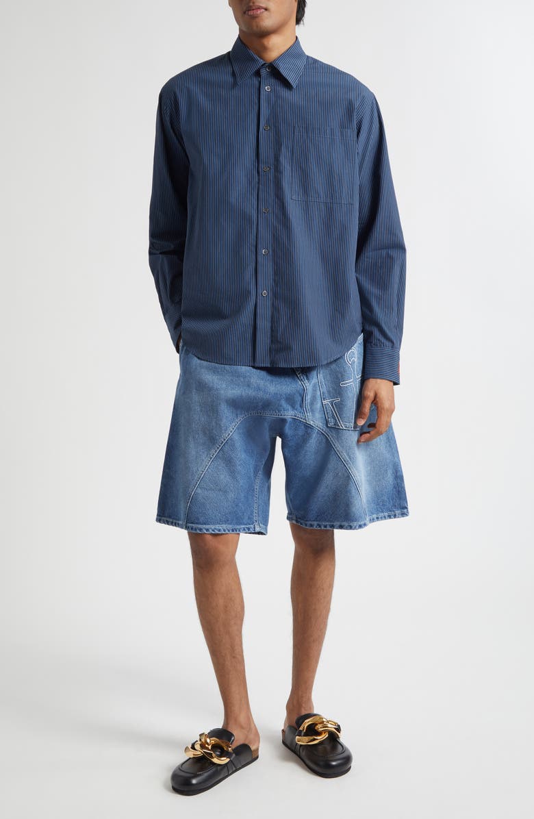 JW Anderson Twisted Workwear Denim Shorts, Alternate, color, Light Blue