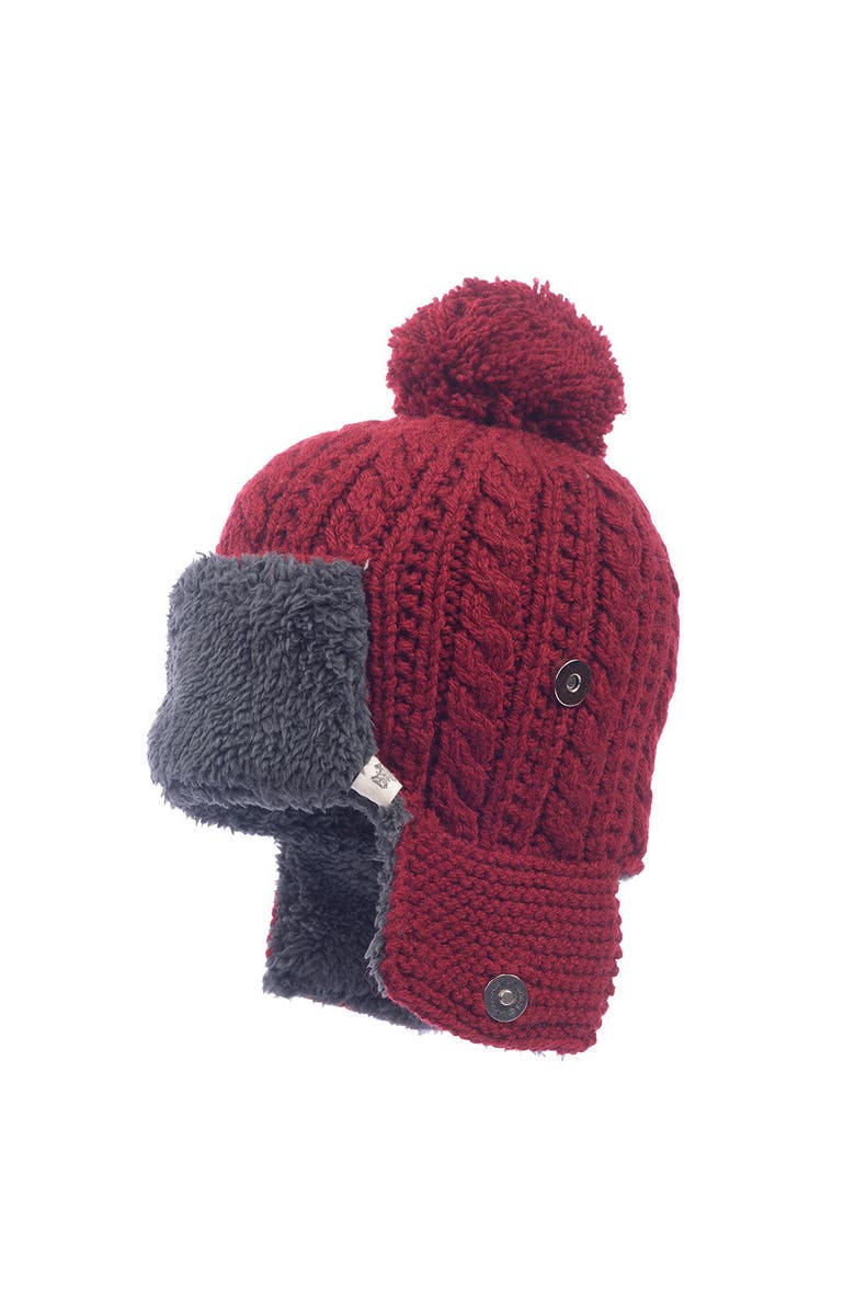 Nirvanna Designs Trapper Hat w/ Pom, Main, color, Burgundy