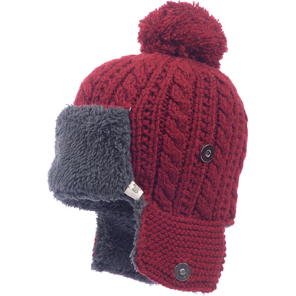 Nirvana Designs Trapper Hat W/ Pom In Burgundy