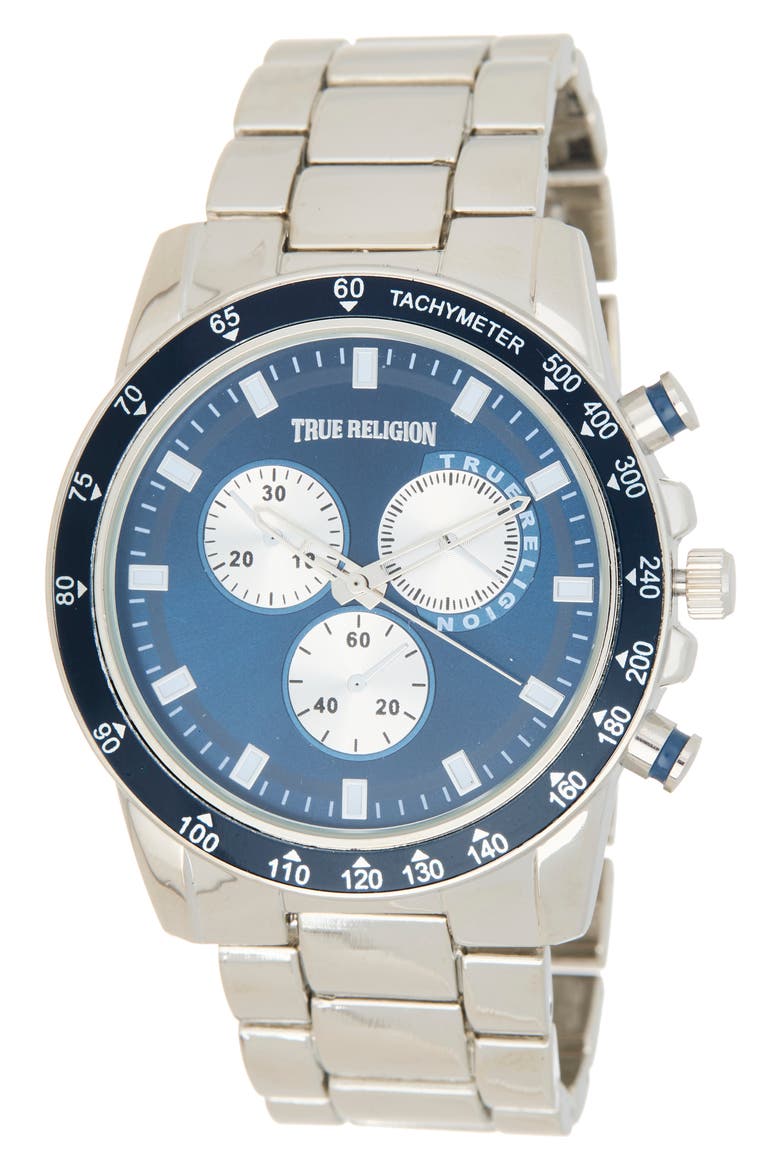 Round Tachymeter Bracelet Watch, Main, color, SILVER