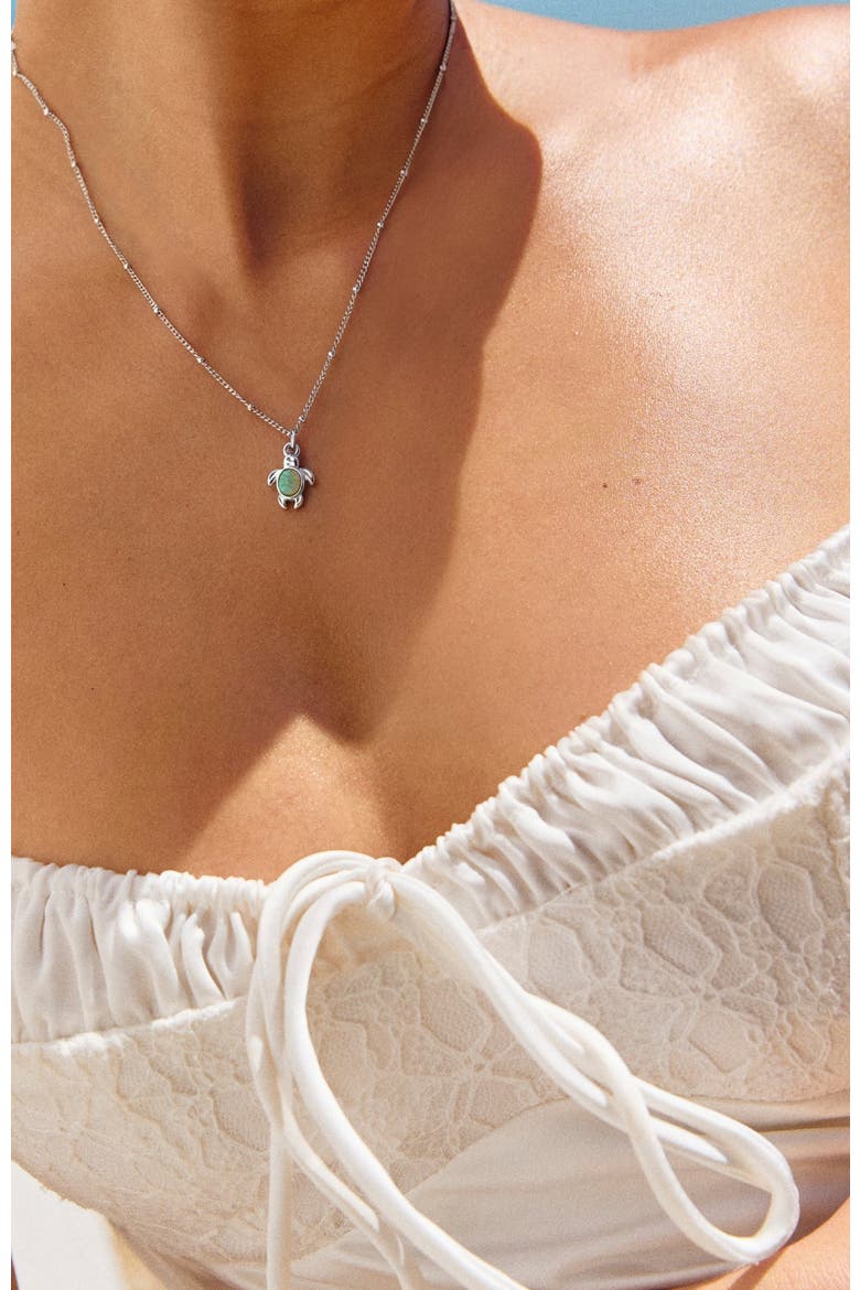 Opal Turtle Necklace, Alternate, color, Silver