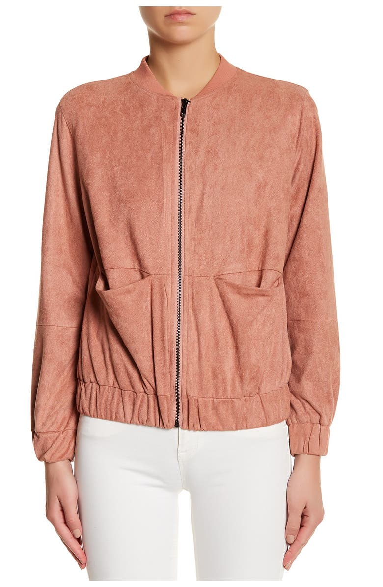 Missguided Faux Suede Bomber Jacket, Alternate, color, 