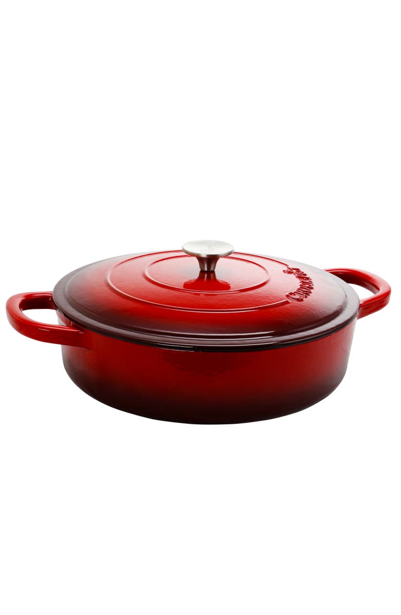Crock-pot Enameled Cast Iron 5 Quart Round Braiser Pan with Self Basting Lid, Alternate, color, Red